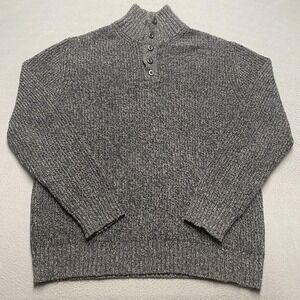 American Eagle Outfitters Sweater Mens XL Gray‎ Mock Neck Henley Knit Pullover